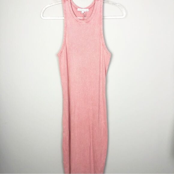 YOUNG FABULOUS & BROKE | NEW Robbie Ribbed Pink Midi Tank Dress Women’s Size S - Picture 1 of 9